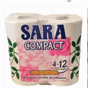 10 Confezioni Carta igienica 4 Rotoli Sara 2 veli 2000 Strappi (40 Rotoli)