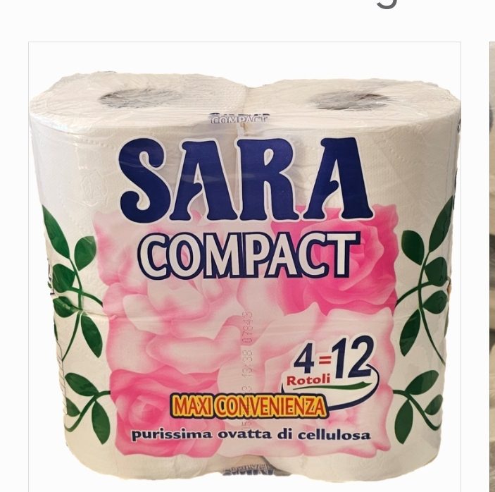 10 Confezioni Carta igienica 4 Rotoli Sara 2 veli 2000 Strappi (40 Rotoli)